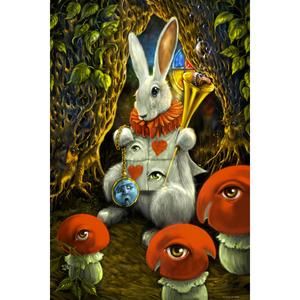 White Rabbit Heady Art Print Mini Tapestry 30x45" by Sunshine Joy